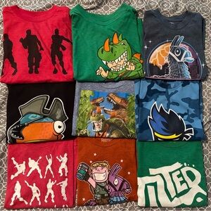 Lot of 9 Boys Fortnite t-shirts Rex, Fishsticks, Ninja and More Small-Medium